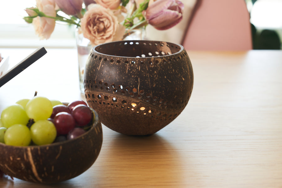 Coconut Shell Votive Candle Holders